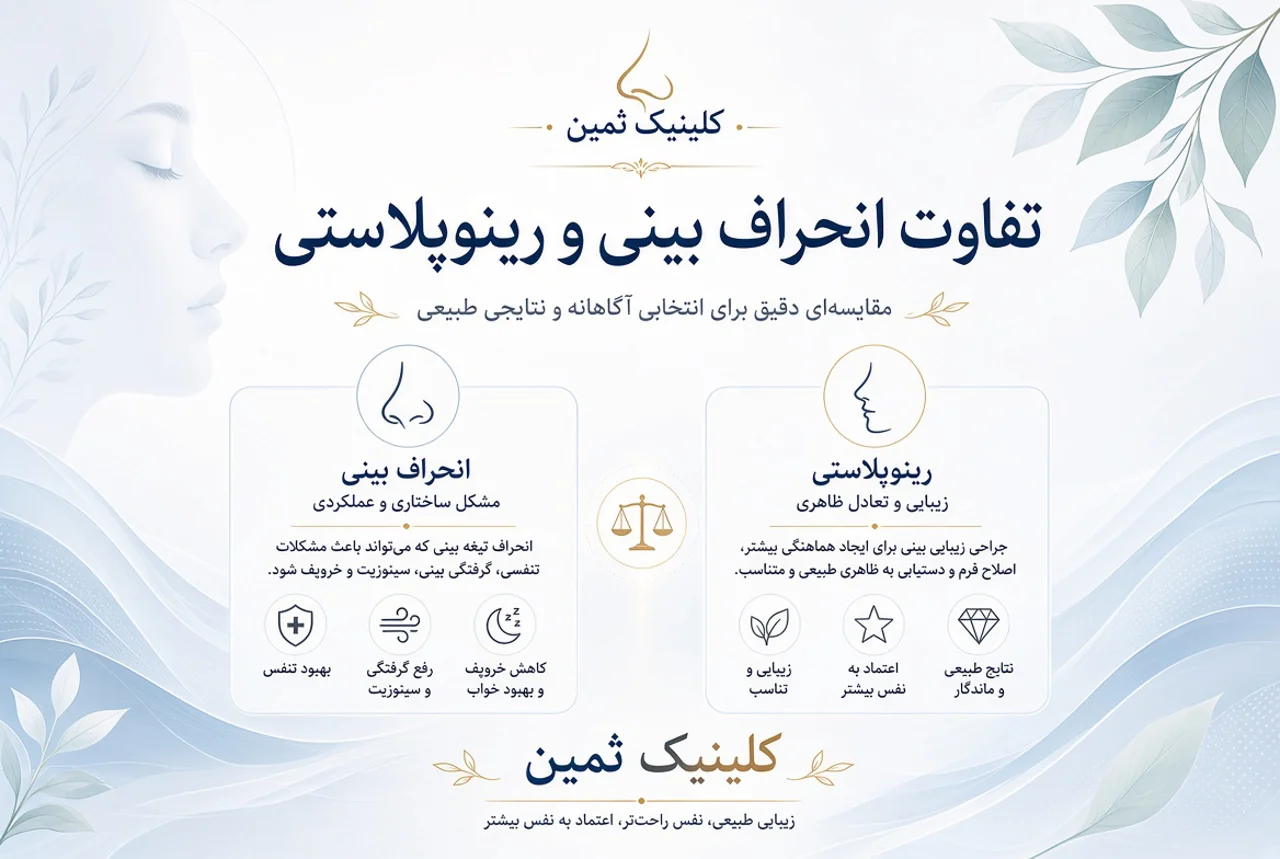 تفاوت انحراف بینی و رینوپلاستی | کلینیک ثمین